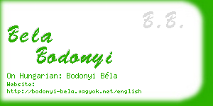 bela bodonyi business card